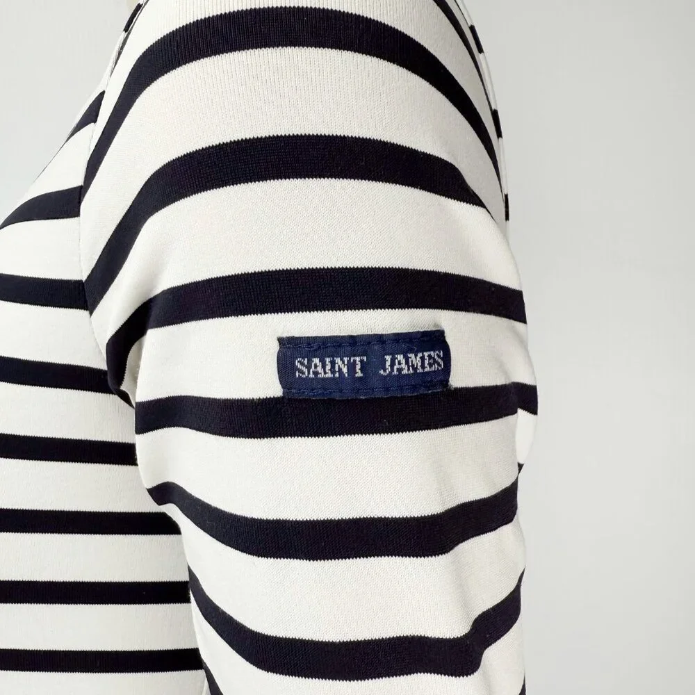 SAINT JAMES Propriano Stretch Striped White & Blue Midi Sheat Nautical Dress XS* - Picture 9 of 12